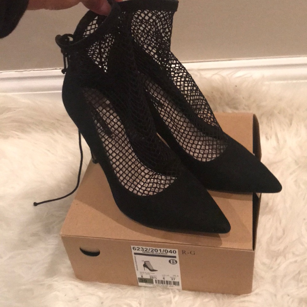 Zara fishnet bootie heels